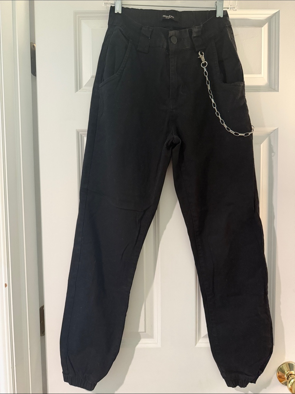 Hot Topic American Bazi Black Jogger Pants with Removable Chain